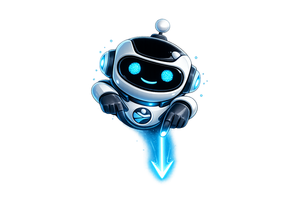DIGI — Assistente virtual da Digivale a apontar para baixo